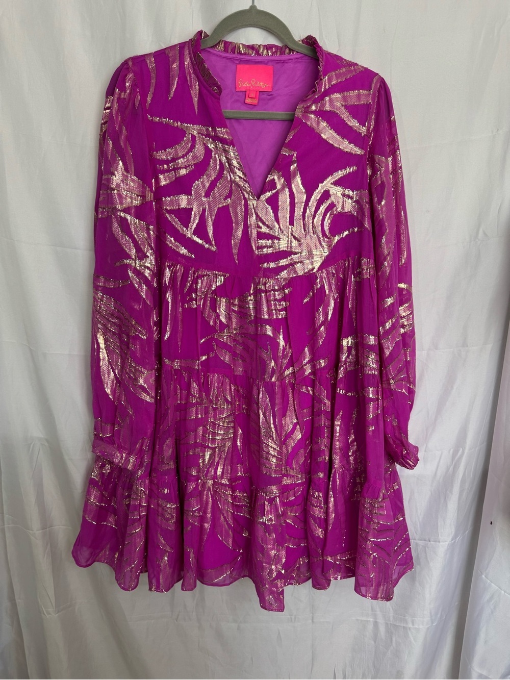 Lilly Pulitzer Sarita Silk Palm-Print Tiered Dress Size 6 - Picture 2 of 5